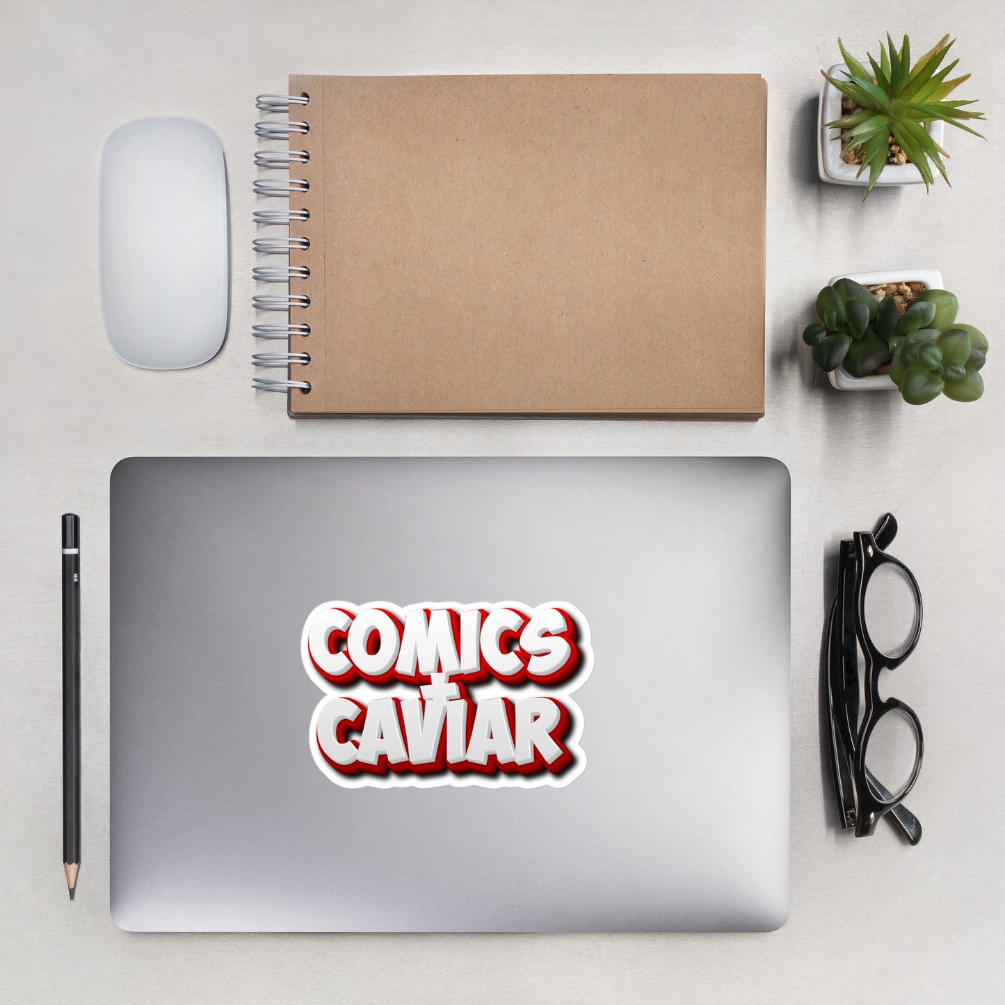 Comics + Caviar square stickers